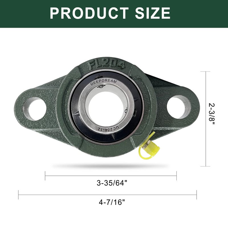 DEEPDREAM UCFL204-12 Pillow Block Bearing - Pack of 4 Flange Mounted Pillow Block Bearings 3/4 inch Bore Chrome Steel Bearings, Self Alignment Pillow Block Bearing - Image 2